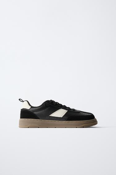 Zara BAREFOOT LEATHER SNEAKERS - Black