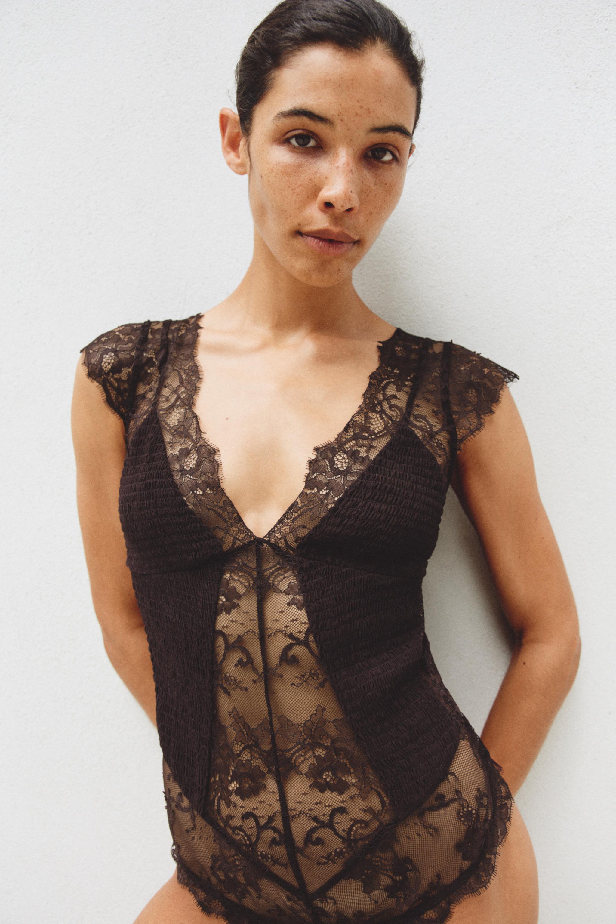 COMBINATION LACE BODYSUIT — Maroon (alternate view)