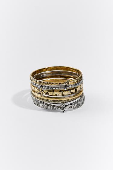 Zara PACK OF 6 COMBINED METAL BRACELETS - Gold / Silver