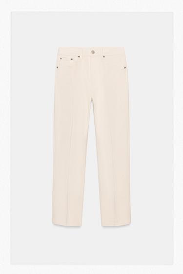 ZW COLLECTION MID-WAIST JEANS - Ecru by Zara