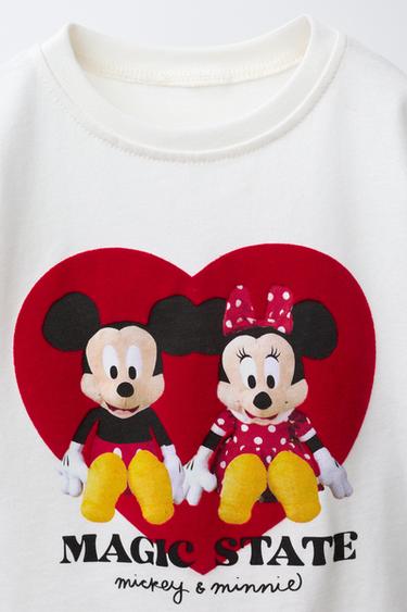 T-SHIRT INSCRIPTION FLOQUÉE IMPRIMÉE MICKEY ET MINNIE MOUSE © DISNEY - Blanc cassé de Zara - Image 2