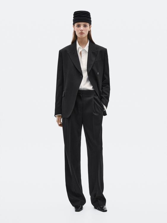 Wide-leg wool trousers with darts - LIMITED