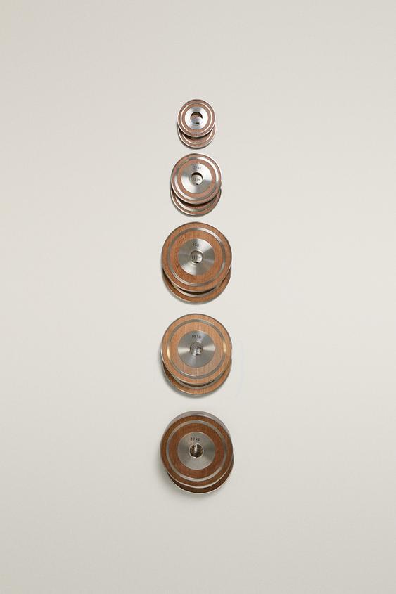 Zara WOODEN DISC WEIGHT SET (SET OF 2) - Matte silver - Image 0