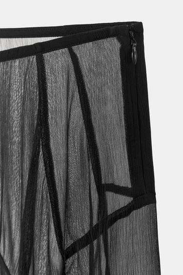 ASYMMETRIC LACE GEORGETTE SKIRT - Black by Zara - Image 5