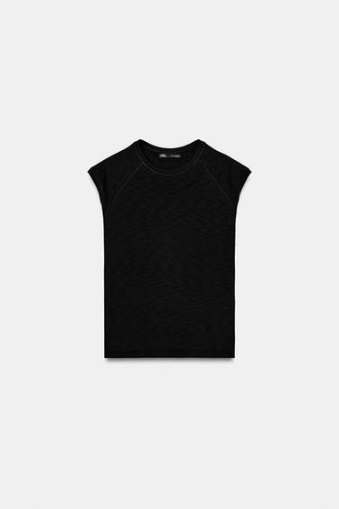 Zara SHORT SLEEVE T-SHIRT - Black