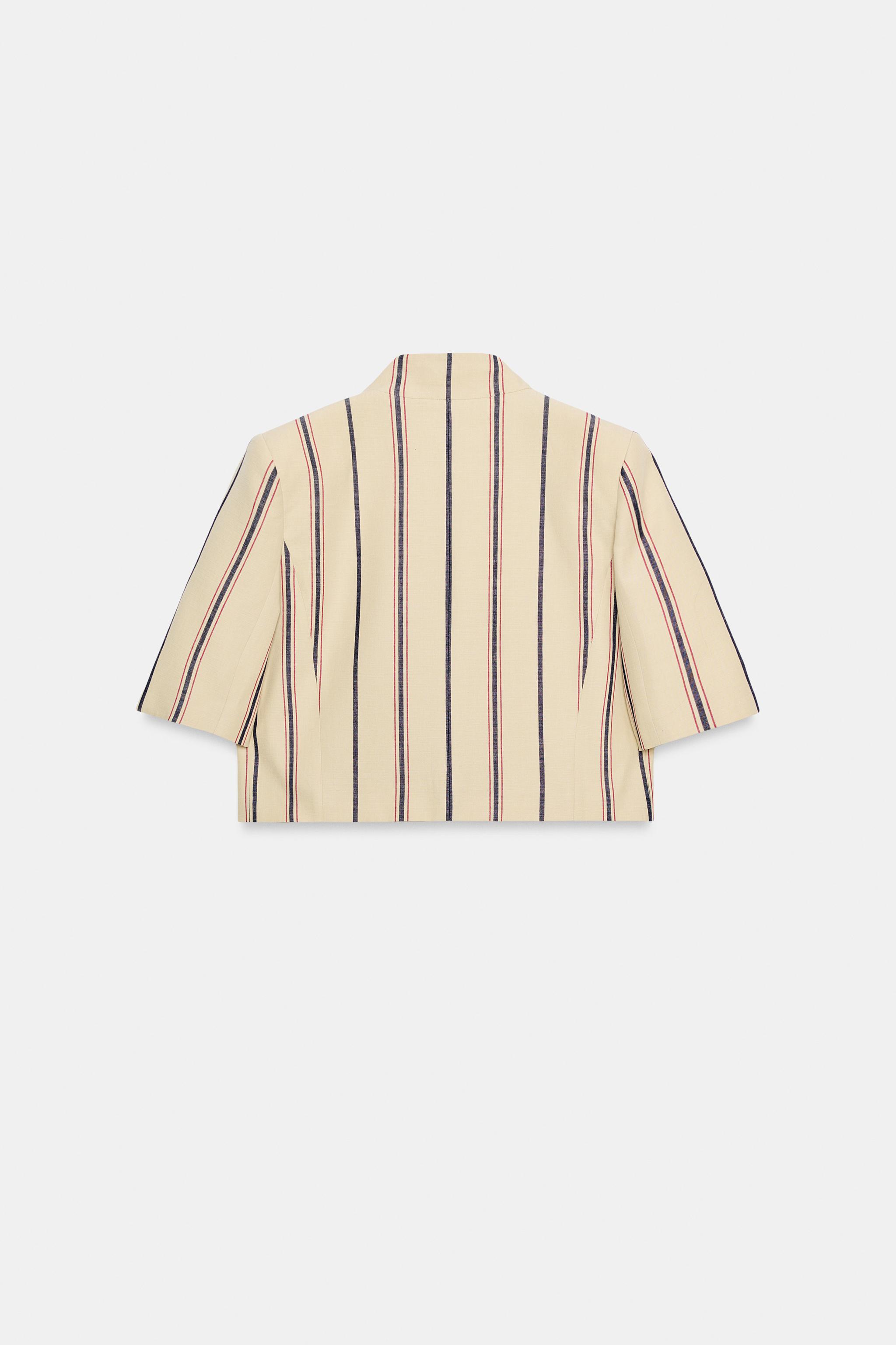 Zara ZW COLLECTION CROPPED STRIPED BLAZER — фото 8