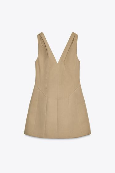 فستان قصير ZW COLLECTION - بيج by Zara