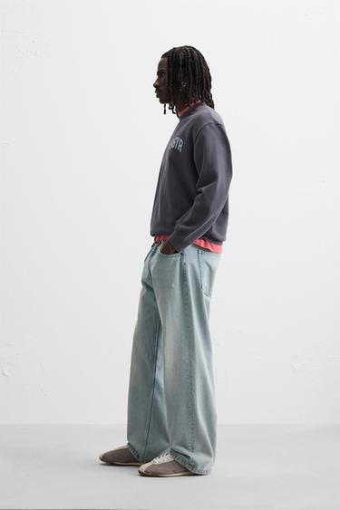 TEXT PRINT CREW NECK SWEATSHIRT - Purple by Zara - Image 3