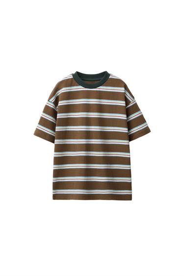 CAMISETA ESTAMPADA RAYAS - Marrón de Zara