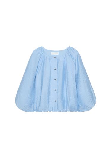 Zara FLOWY BALLOON BLOUSE - Sky blue