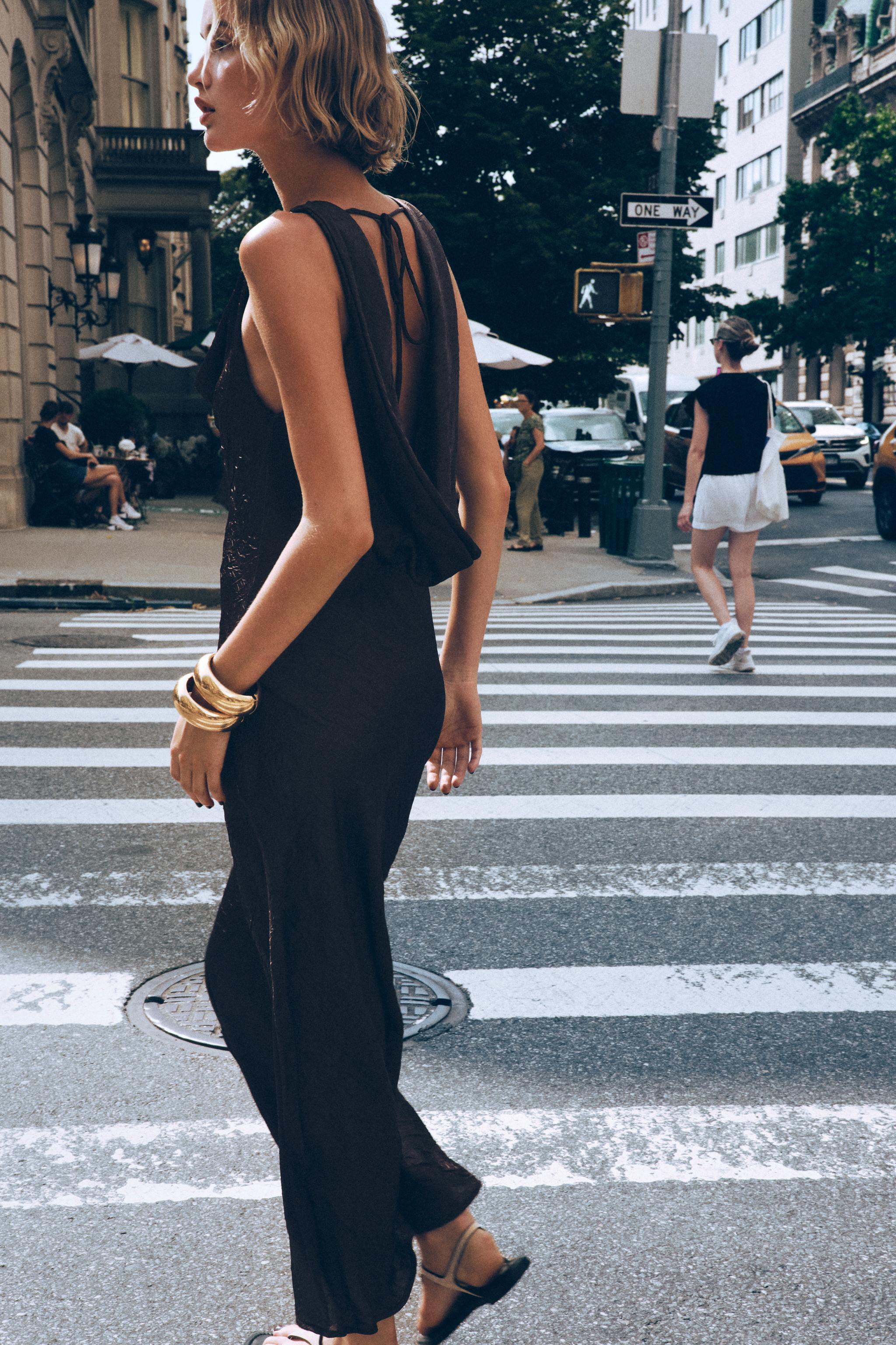 ROBE MIDI SATINÉE EFFET FROISSÉ