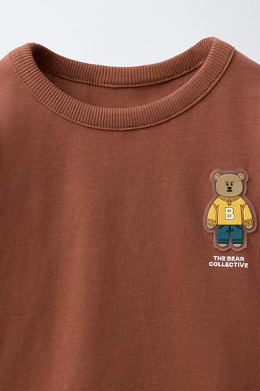 T-SHIRT WITH RUBBER APPLIQUÉ - Reddish by Zara