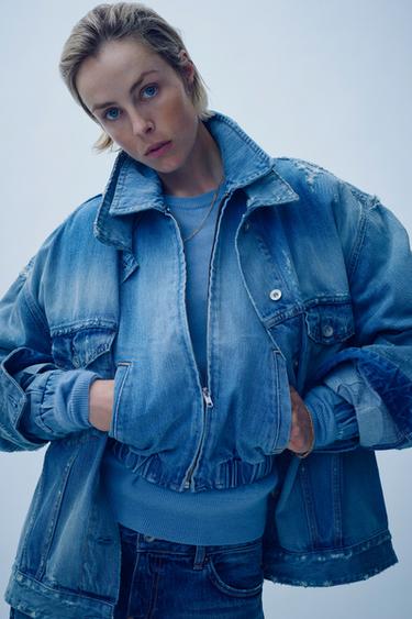 TRF DENIM BOMBER JACKET - Light blue by Zara