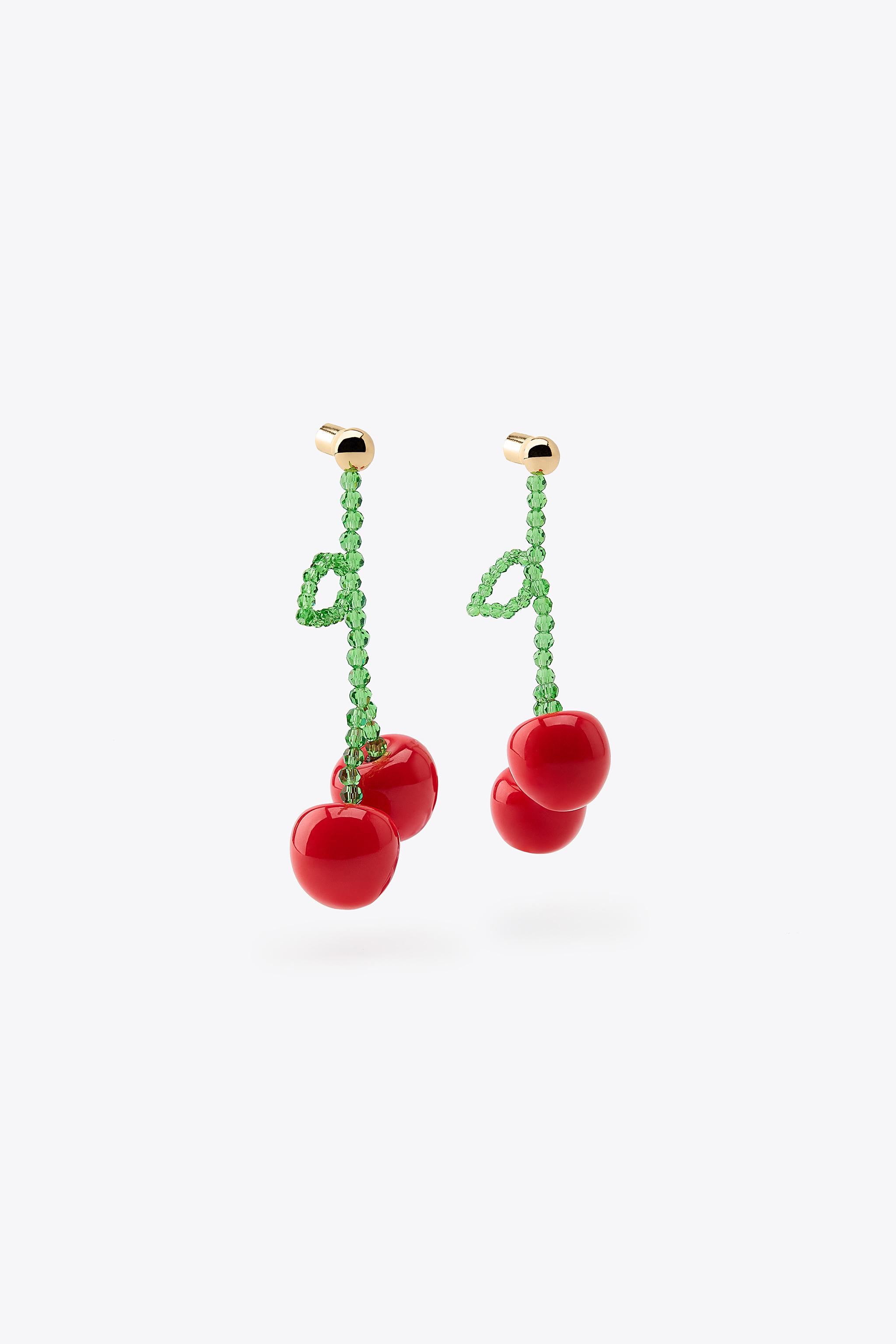 【ZARA】チェリービーズピアス レッド | 1011/031/600 CHERRY BEAD EARRINGS - Red | ZARA United States