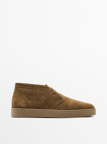 Zara Soft split suede ankle boots - taupe brown