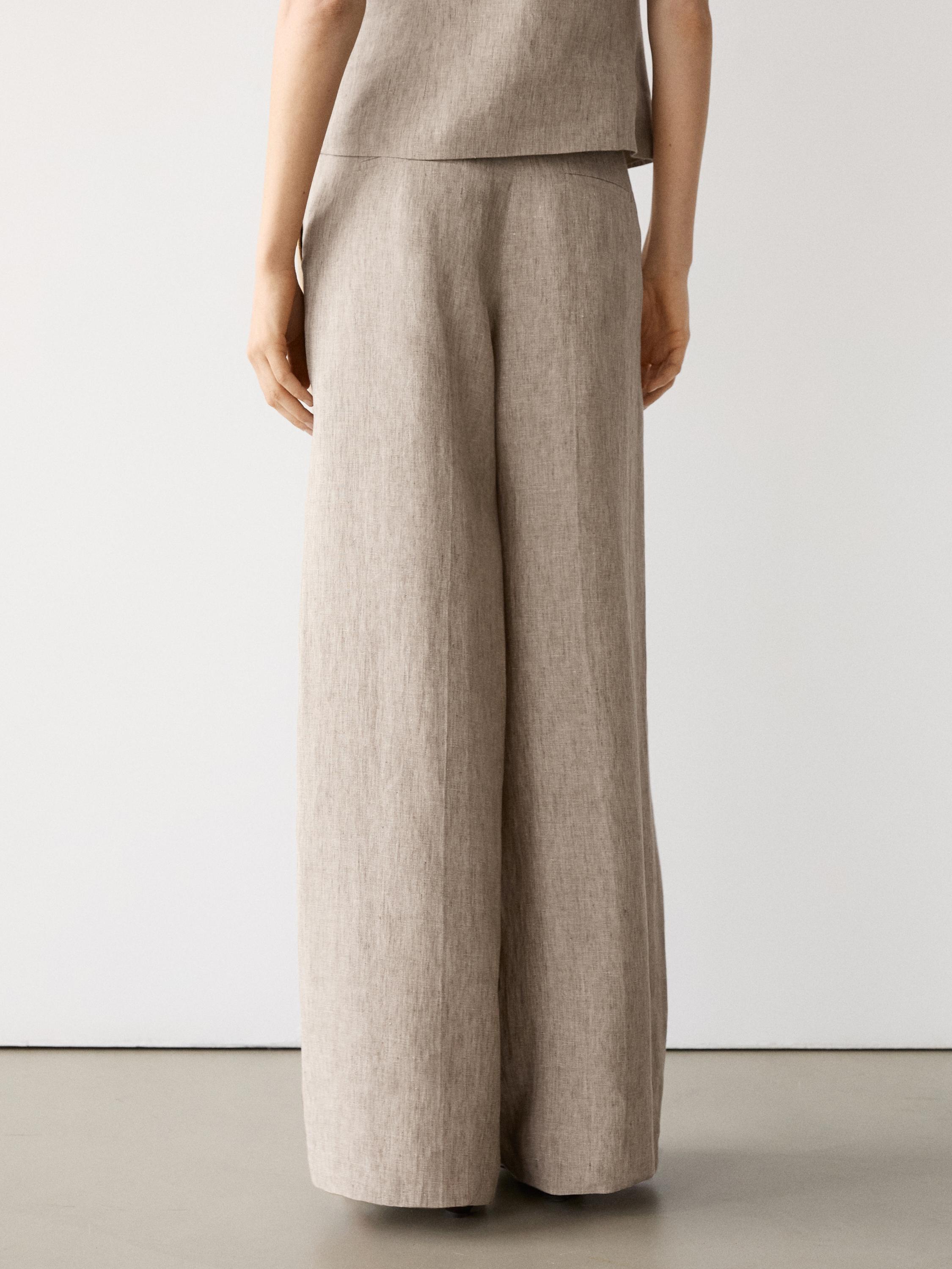 Linen melange trousers with pleated details