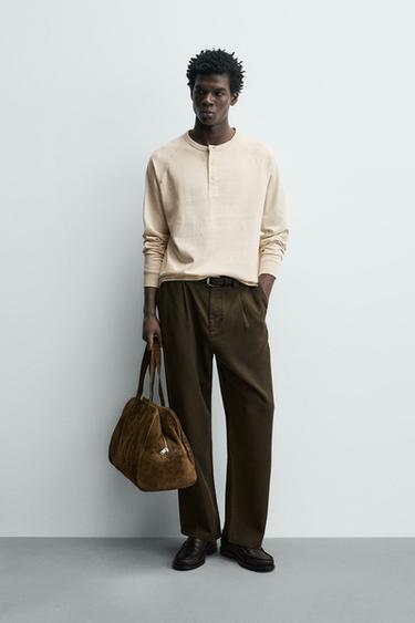 HENLEY NECK T-SHIRT - Ecru by Zara