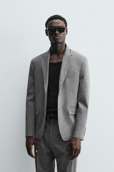 BLAZER TRAJE CUADROS - Gris medio de Zara