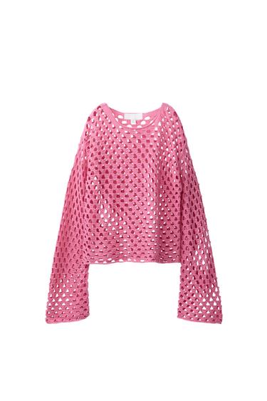 MREŽAST PULOVER - Rožnata od Zare