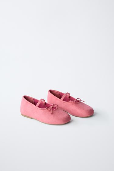 Zara BOW DETAIL BALLET FLATS - Pink