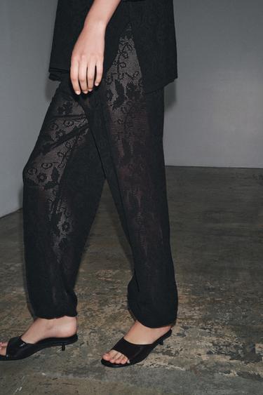 FLORAL STRUCTURE KNIT TROUSERS - Black by Zara - Image 2