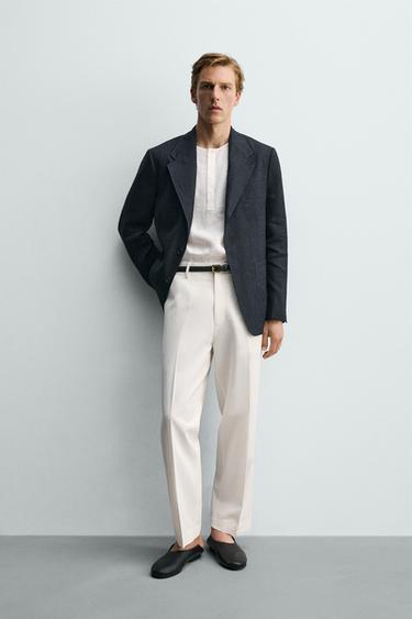 VESTE À RAYURES 100 % LIN - Indigo de Zara - Image 0