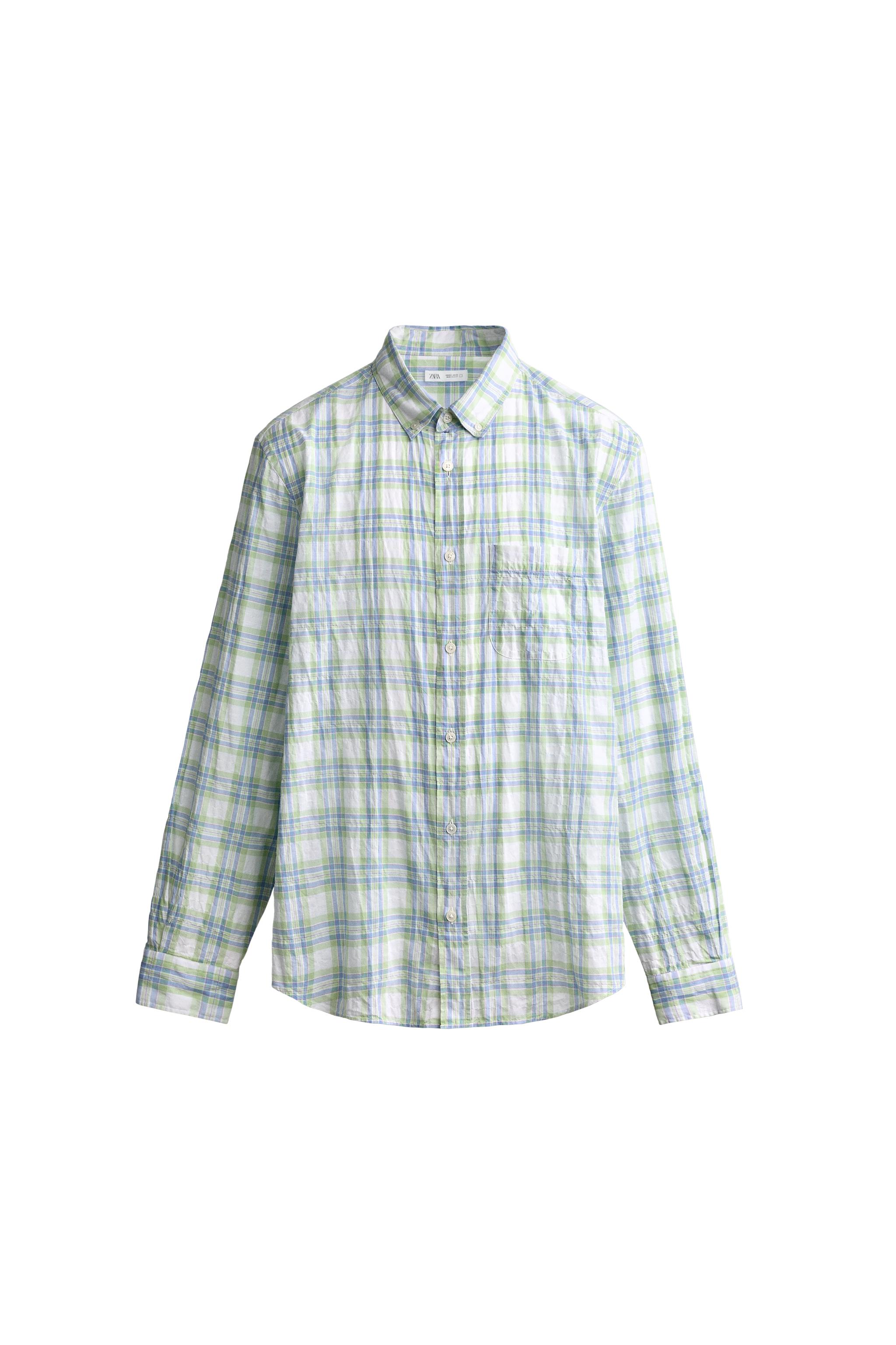 CAMISA REGULAR FIT CUADROS EFECTO ARRUGADO