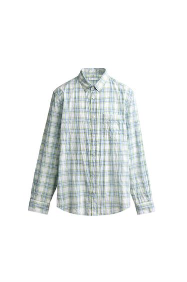CHEMISE REGULAR FIT À CARREAUX EFFET FROISSÉ - Vert / Bleu de Zara
