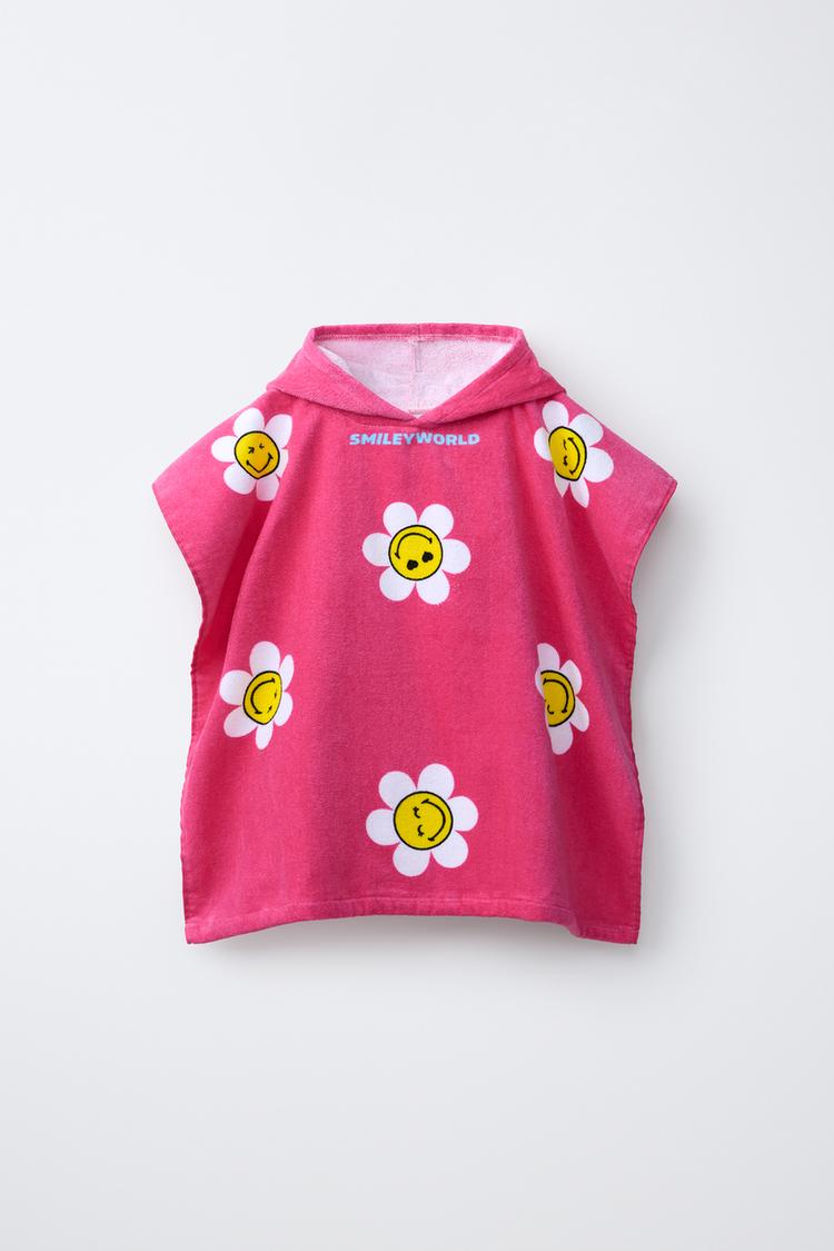 SMILEYWORLD ® TERRYCLOTH PONCHO — Fuchsia