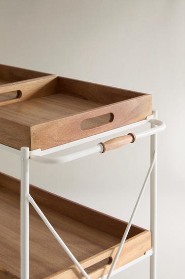 DESSERTE PLIABLE MÉTAL ET BOIS - Beige clair de Zara - Image 1