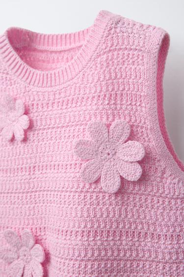 TOP EN MAILLE À FLEURS - Rose de Zara - Image 2