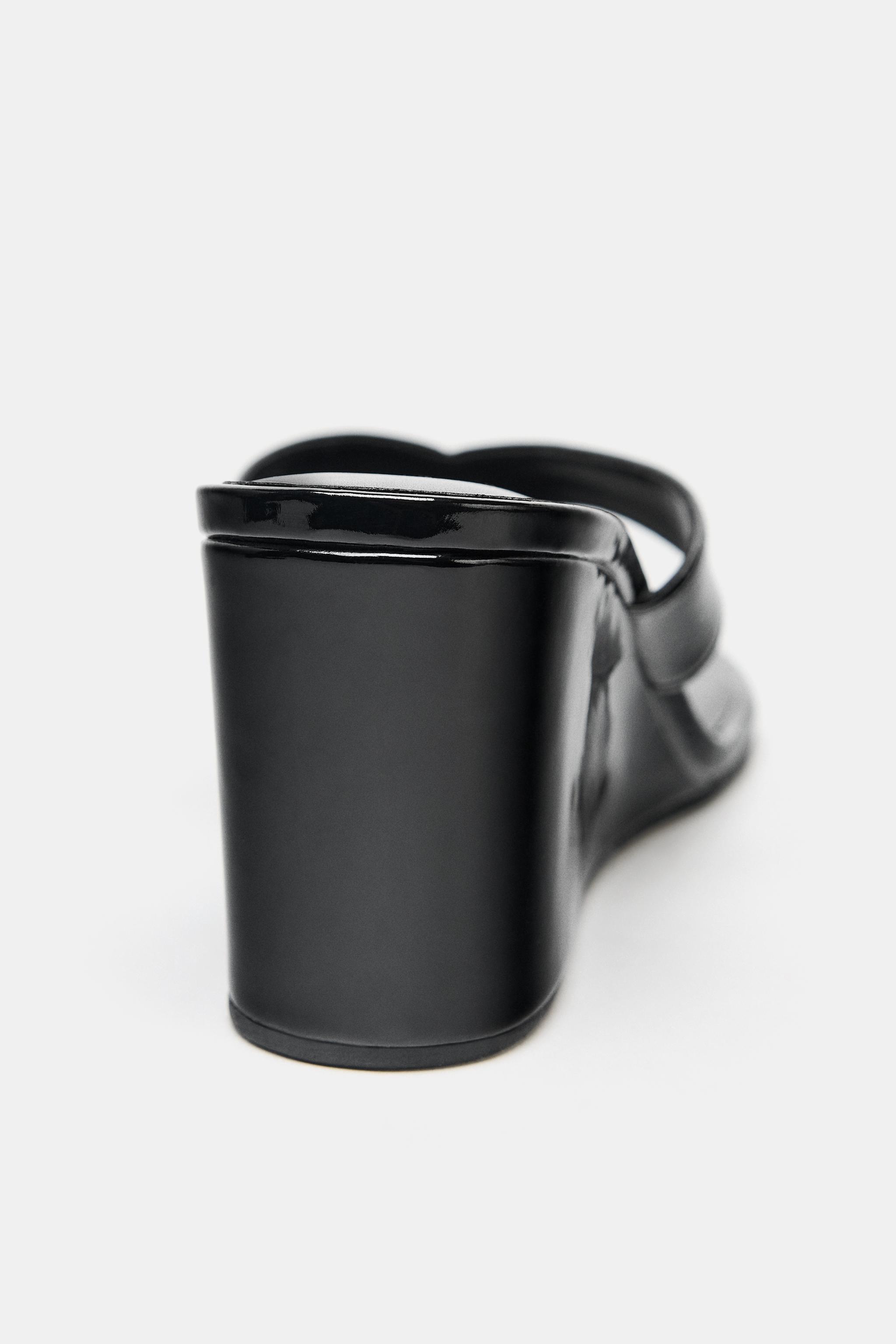 PATENT WEDGE SANDALS - Black | ZARA United States