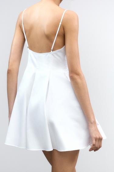 ROBE COURTE EN COTON - Blanc de Zara - Image 2