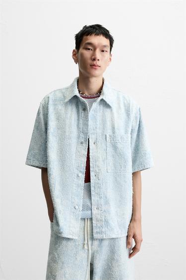 DENIM SHIRT WITH BRUSHED FINISH - Light blue by Zara