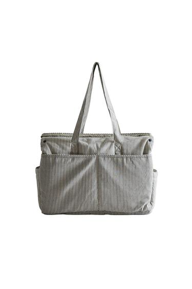 BORSA MAMMA COTONE RIGHE - Grigio di Zara