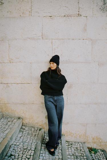 KNIT DOUBLE-BREASTED BOMBER JACKET - Black by Zara