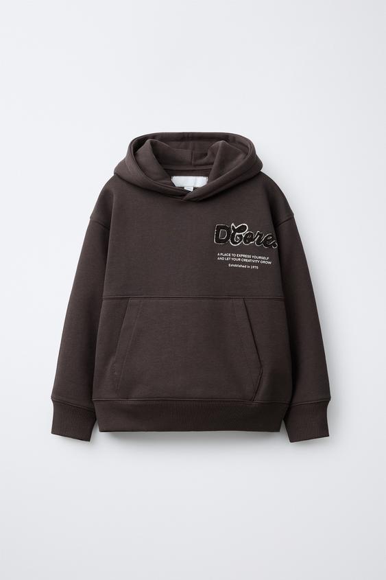 Sweat à Capuche Zara Pour Garçon – Noir, Taille 8-9 Ans, Coton Tout Doux