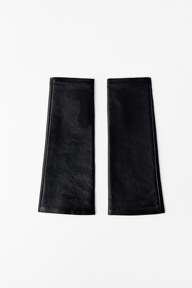 100% LEATHER FINGERLESS GLOVES - Black by Zara