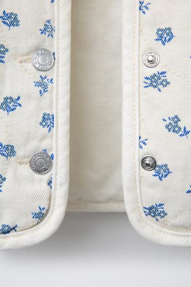 GILET EN SERGÉ À FLEURS - Écru de Zara - Image 3