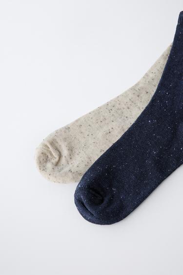 LOT DE DEUX PAIRES DE CHAUSSETTES MONTANTES BOTONATO - Beige clair de Zara - Image 2