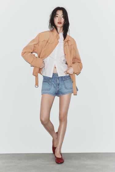 STUDDED BELT JACKET - Peach by Zara