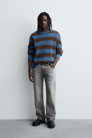SWEATER DE MALHA PÉROLA ÀS RISCAS - Azul da Zara