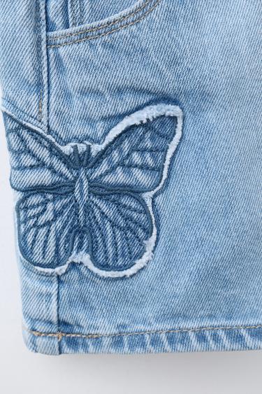 JUPE-SHORT EN JEAN PAPILLONS - Bleu clair de Zara - Image 3