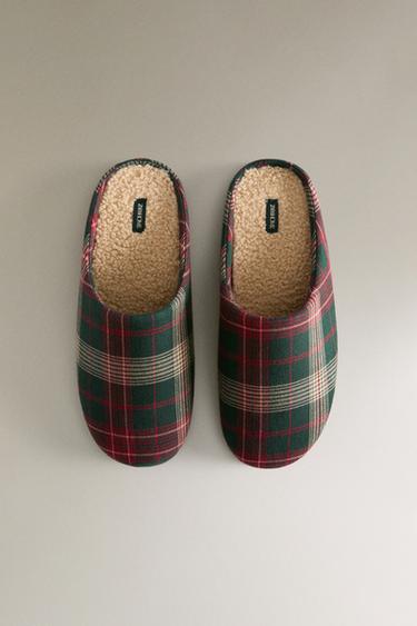 CHAUSSONS CHAUDS CARREAUX - Vert de Zara - Image 3