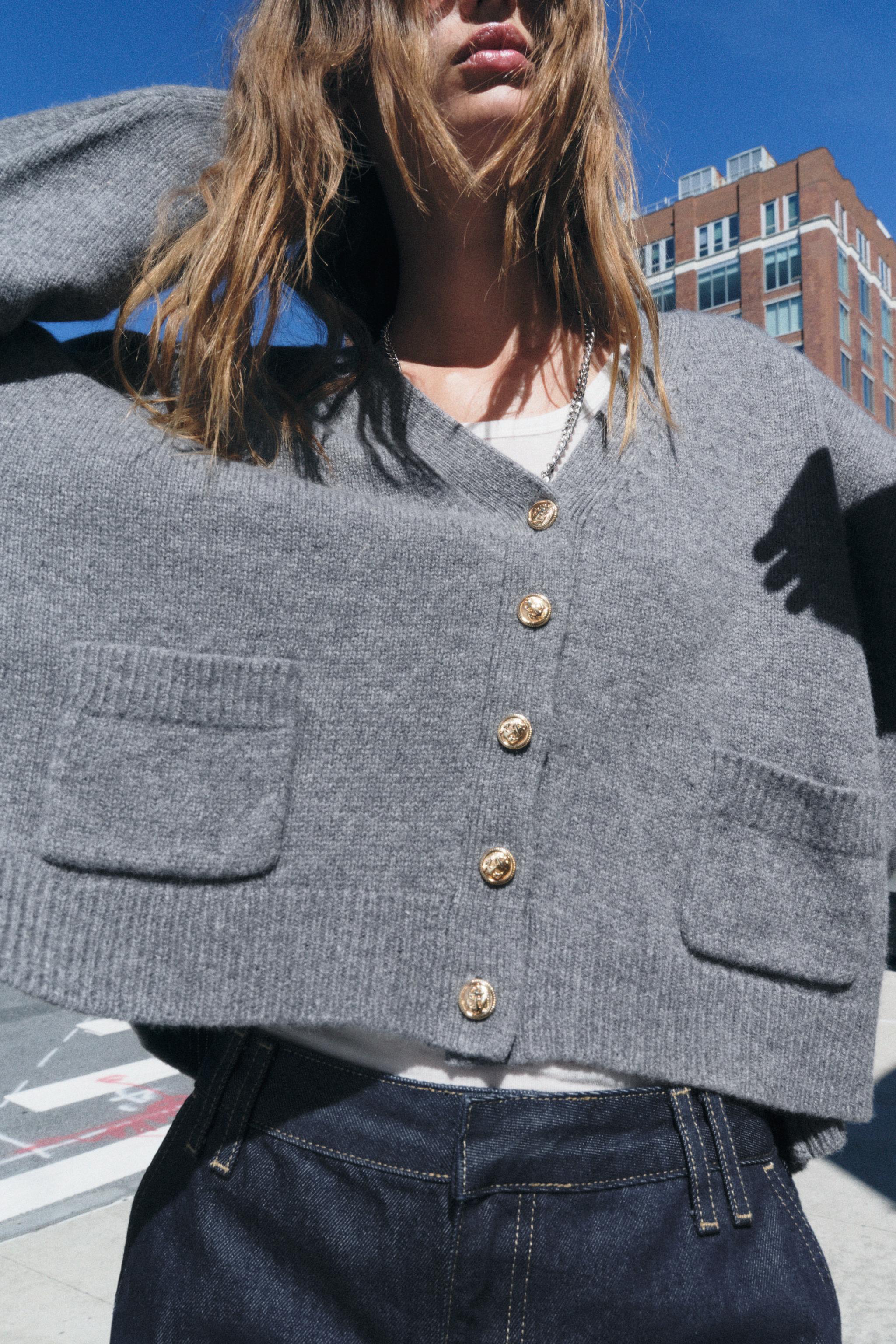 ZARA ウール100％カーディガン　ノットグレー ZARA ウール100％カーディガン ノットグレー - メルカリ