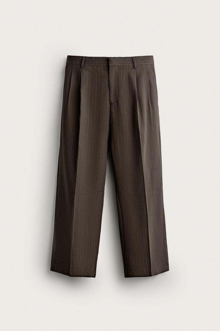 PINSTRIPE PLEATED SUIT TROUSERS