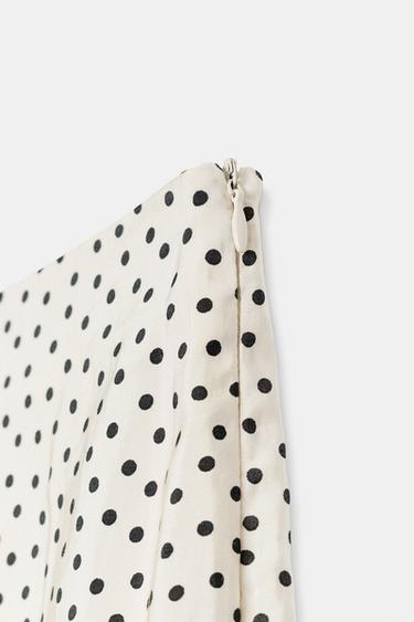 JUPE MI-LONGUE FLUIDE À POIS - Écru / Noir de Zara - Image 6