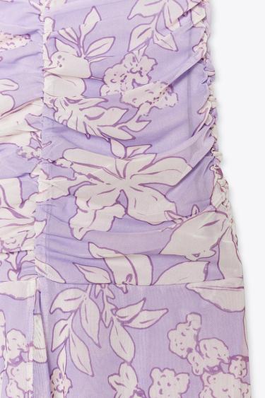 ROBE LONGUE EN TULLE IMPRIMÉ - Lilas de Zara - Image 8