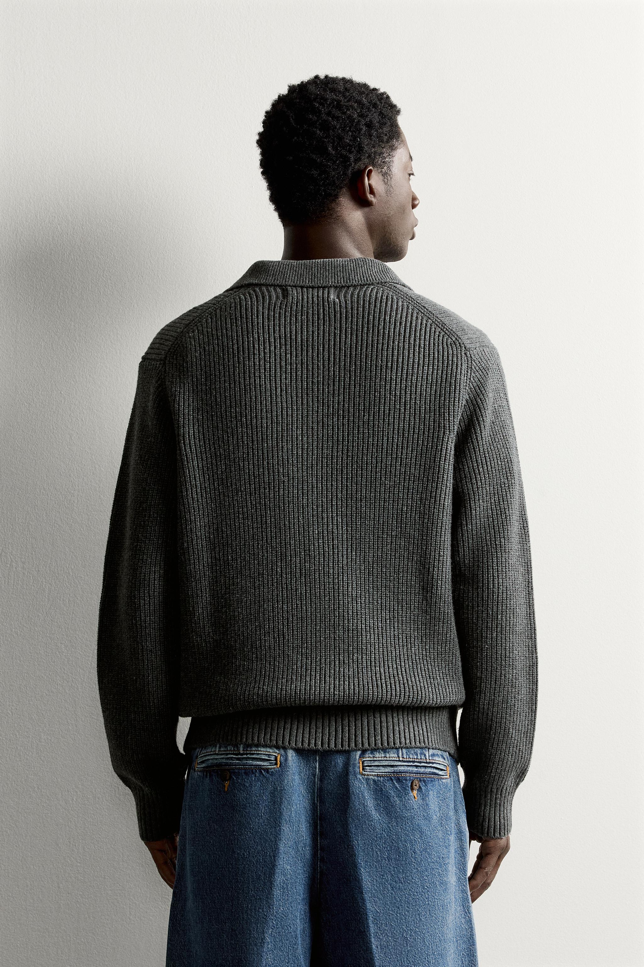 COTTON-WOOL PURL KNIT POLO