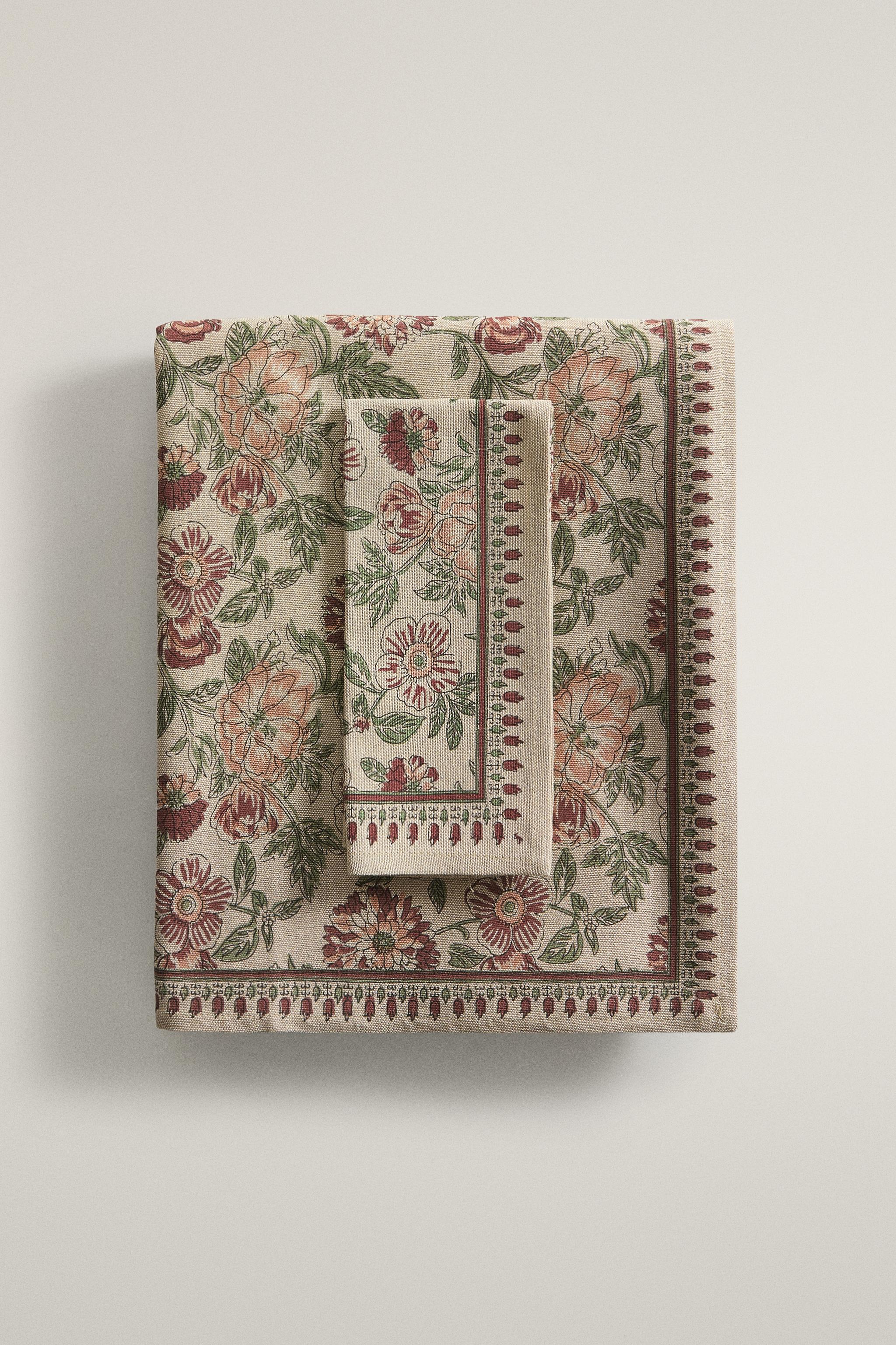 FLORAL PRINT COTTON TABLECLOTH